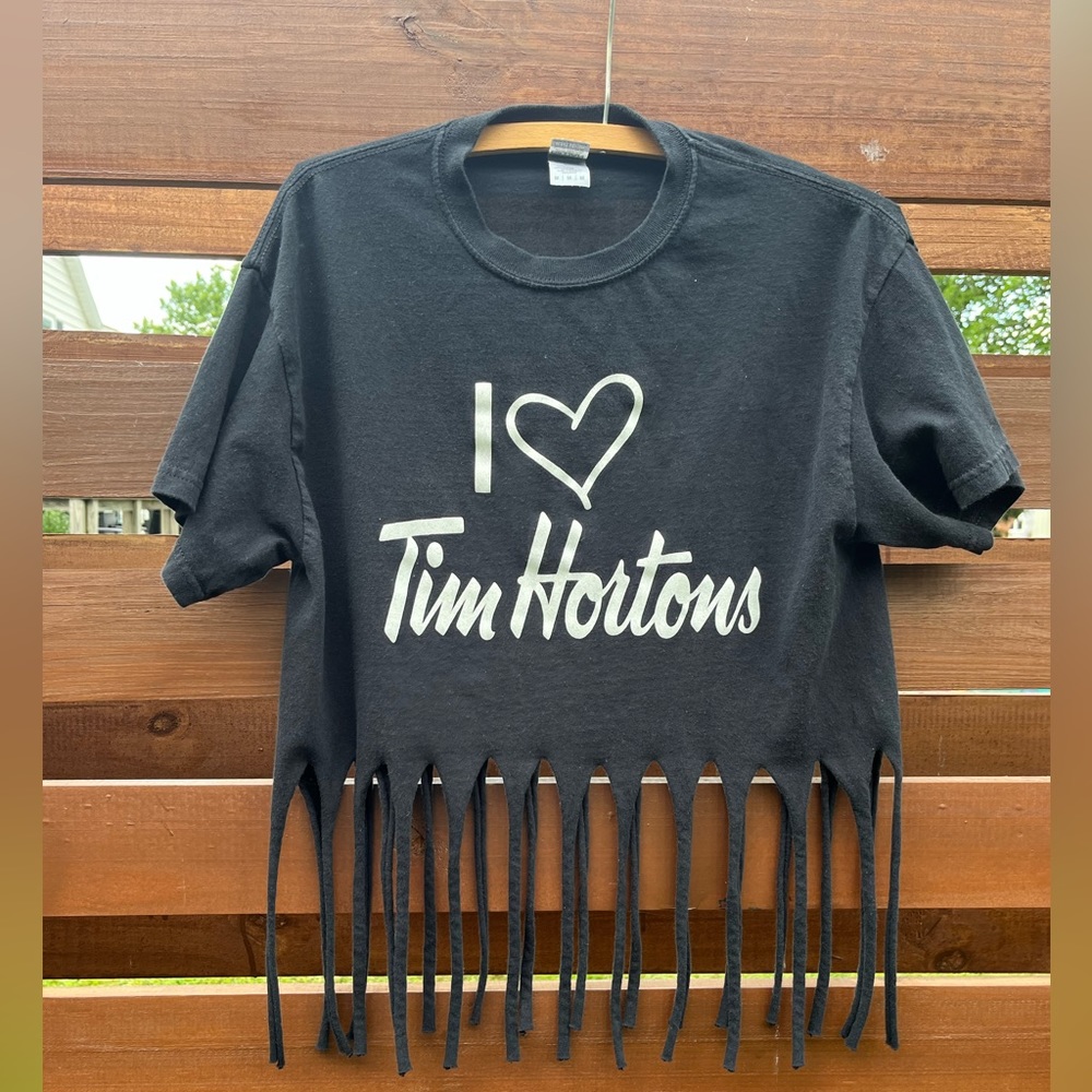 Upcycle I Heart Tim Hortons Crop Top T-Shirt